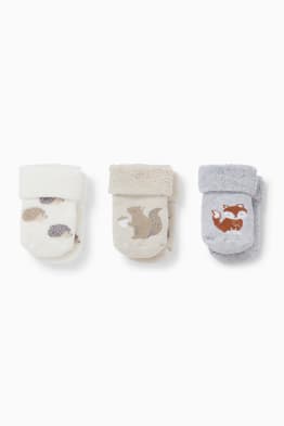 Multipack 3 ks - lesní zvířátka - ponožky s motivem pro novorozence
