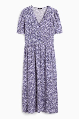 Robe en viscose à col V - à fleurs