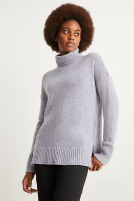 Polo neck jumper - wool blend