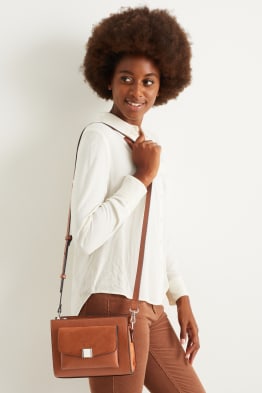 Shoulder bag with detachable bag strap - faux leather