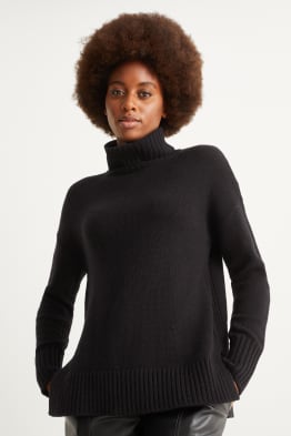 Polo neck jumper - wool blend