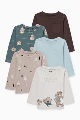 Pack de 5 - camisetas de manga larga para bebé