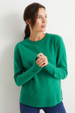 Sweter basic - miks wełniany z kaszmirem