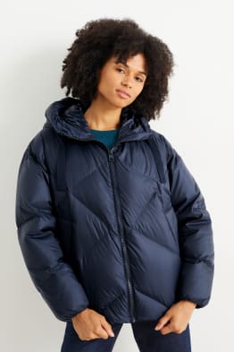 Down jacket with hood