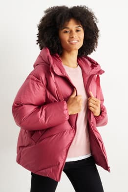 Down jacket with hood