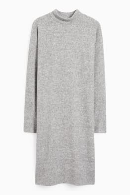 Basic knitted dress with band collar