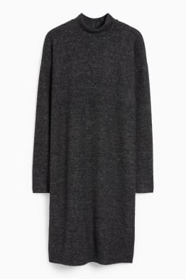 Basic knitted dress with band collar