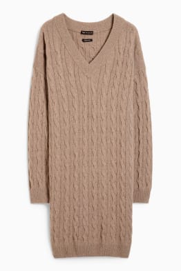 Knitted cashmere dress - cable knit pattern
