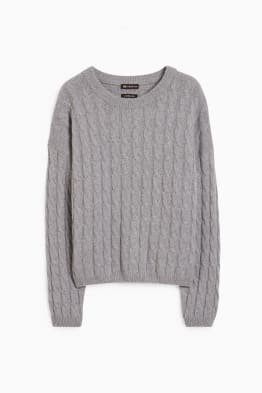 Sweter z kaszmiru - wzór warkocza