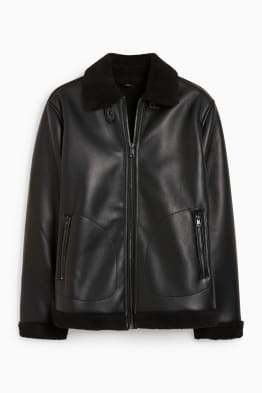 Faux shearling jacket - faux leather