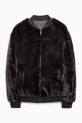 Faux fur bomber jacket