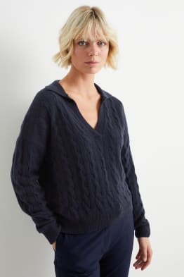 Sweter z kaszmirem - warkoczowy wzór