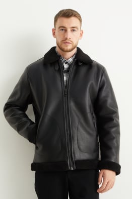 Faux shearling jacket - faux leather