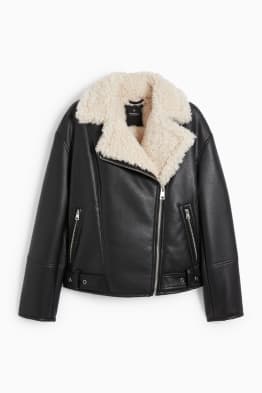 CLOCKHOUSE - giacca in finta lana shearling - similpelle scamosciata