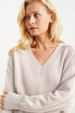 V-neck jumper - wool blend