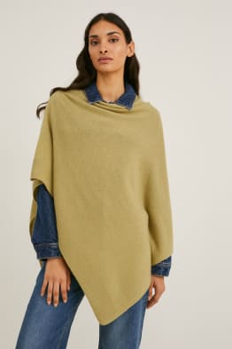 Poncho with cashmere - wool blend