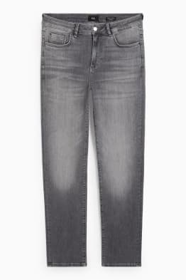 Straight jeans cu ștrasuri - talie medie