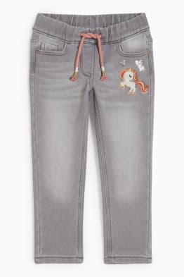 Motiv jednorožce - skinny jeans - termo džíny