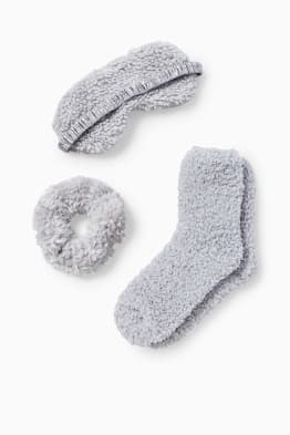 Set - slaapmasker, sokken en scrunchie - 3-delig