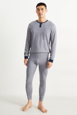 Lange Thermo-Unterhose - gestreift