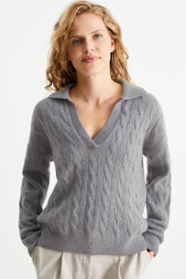 Pullover mit Kaschmir - Zopfmuster