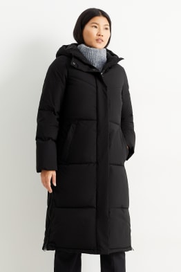 Quilted coat with hood