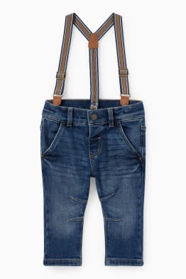 Jeans neonati con bretelle - jeans termici