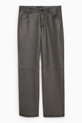 CLOCKHOUSE - pantalón - mid waist - straight fit - polipiel