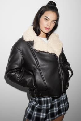 CLOCKHOUSE - Faux Shearling Jacke - Lederimitat