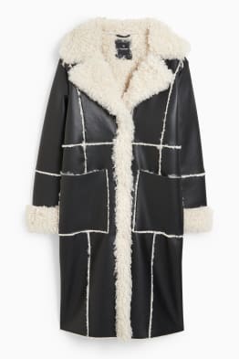 CLOCKHOUSE - cappotto di finta lana shearling - similpelle scamosciata 