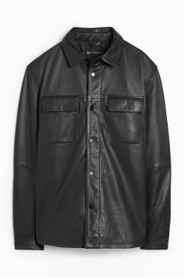 Leather shirt jacket