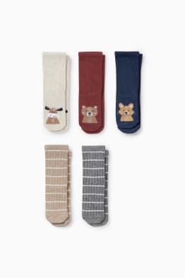 Multipack of 5 - woodland animals - baby socks with motif