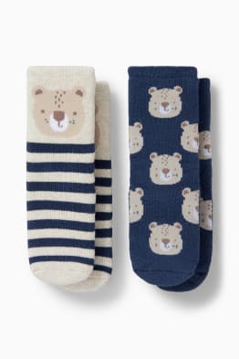 Multipack of 2 - leopard - baby non-slip socks with motif