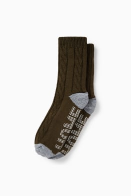 Non-slip socks - cable knit pattern
