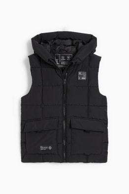 Quilted gilet with hood - water-repellent