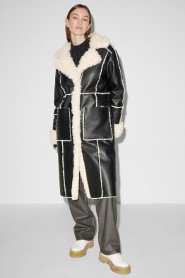 CLOCKHOUSE - cappotto in finta lana shearling - similpelle scamosciata 