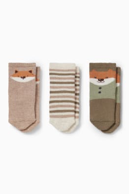 Lot de 3 paires - renard - chaussettes nouveau-né à motif