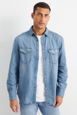 Chemise en jean - coupe droite - col kent