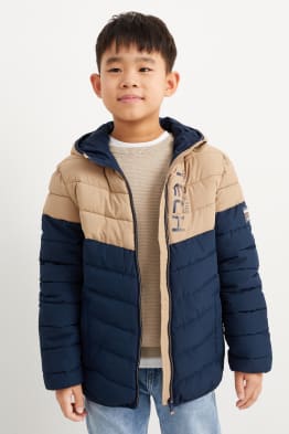 Quilted jacket with hood - water-repellent