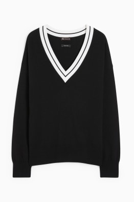 Maglione con collo a V e componente di cashmere