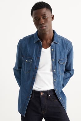 Camicia di jeans - regular fit - collo all'italiana