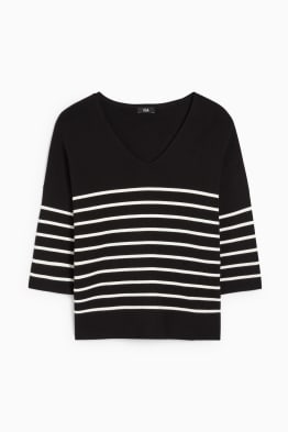 Maglione in maglia fine basic - a righe