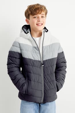 Quilted jacket with hood - water-repellent