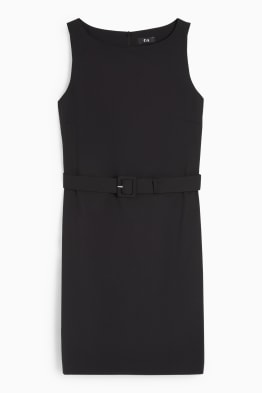 Biznesowa sukienka ołówkowa z paskiem - strecz - Mix & Match