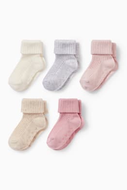 Lot de 5 - chaussettes antidérapantes pour bébé