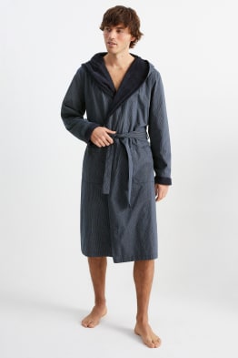 Bathrobe with hood - striped