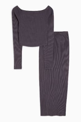 CLOCKHOUSE - set - maglia a maniche lunghe dal taglio corto e gonna - 2 pezzi