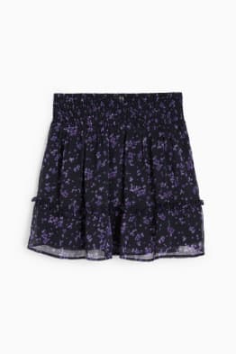 Minifalda de chifón - de flores