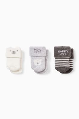 Multipack of 3 - polar bear - newborn socks with motif