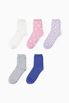 Lot de 5 paires - chaussettes - à pois